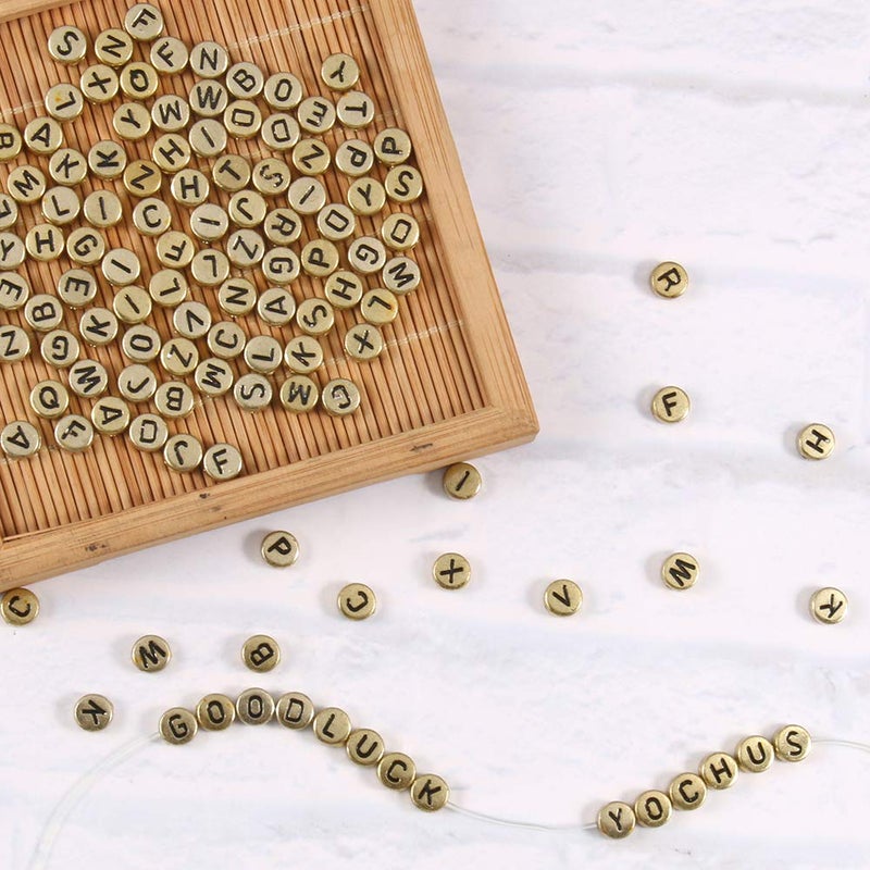 Yochus 1000pcs Gold Letter Beads for Bracelets  4x7mm Black Alphabet A-Z Beads Friendship Bracelets Jewelry Making Kit Earring Bracelet Making Kit for Teen Gifts - Image 4